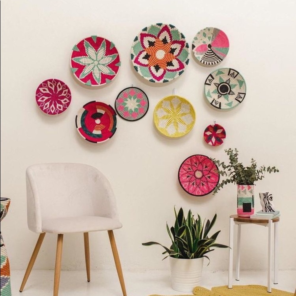 Vintage Woven Colorful Wall/Catch-all Basket